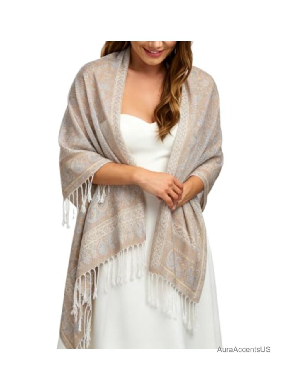 Acrylic Paisley Jacquard Shawl Wrap Women Oversized Blanket Scarf